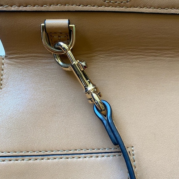 Tory Burch Classic Block-T Structured Leather Flap Closure  Satchel Crossbody - Picture 11 of 16